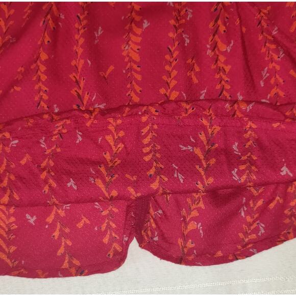 Vintage Lucky Brand Top Womens XL BOHO Peasant Burgundy Red Y2K Bohemian Floral - Picture 16 of 16